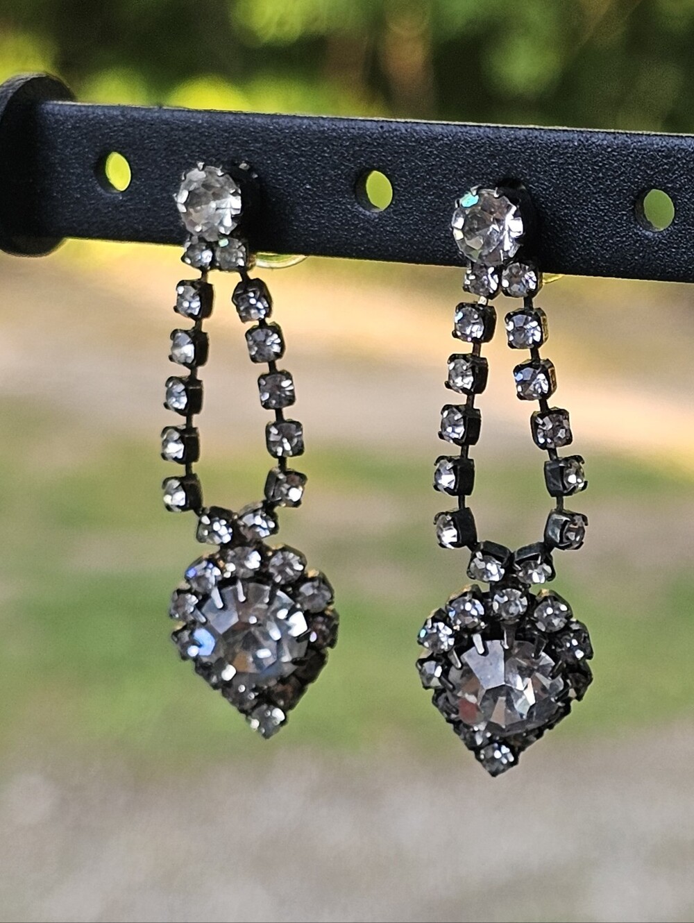Vintage Rhinestone Drop Chandelier Dangle Earrings Teardrop